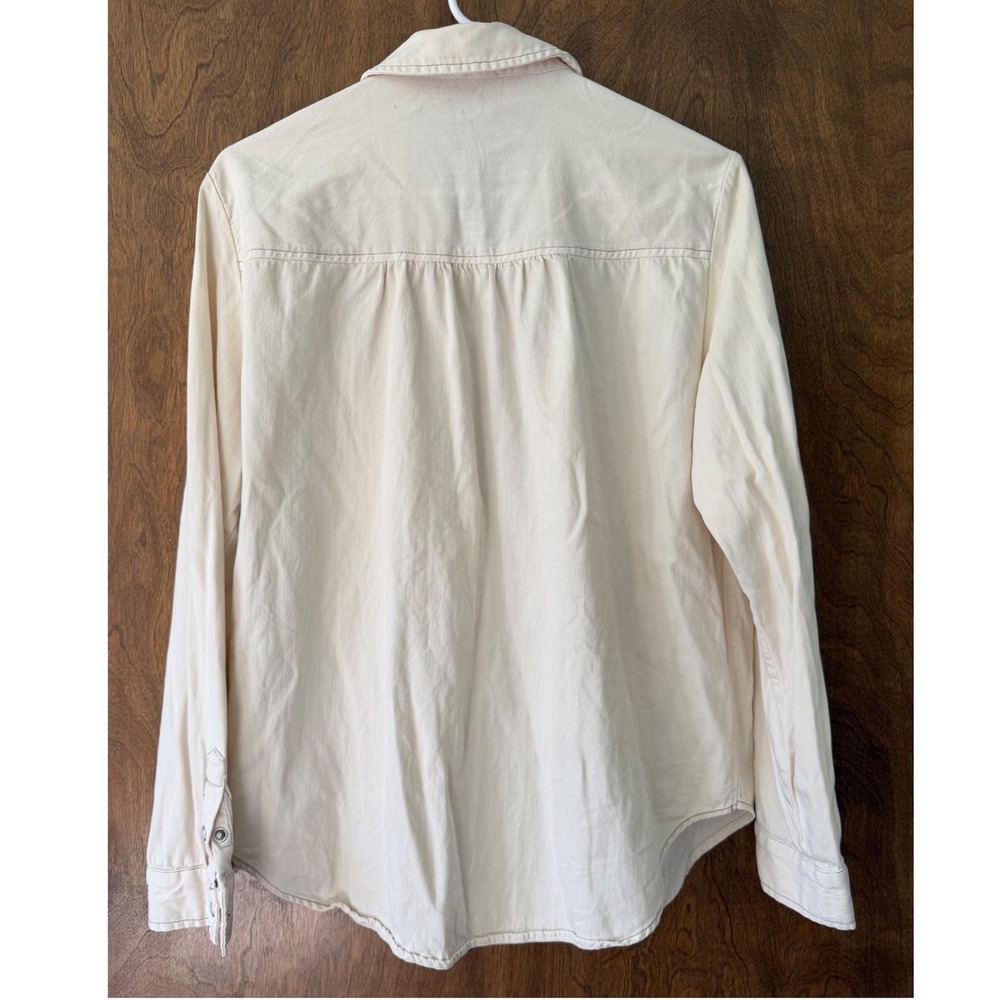 Pilcro sz M White Western Denim Button Up Shirt Minimalist Normcore Streetwear - Picture 4 of 10